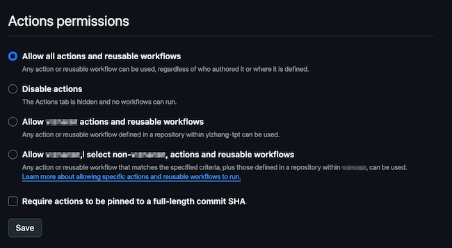 Action Permissions
