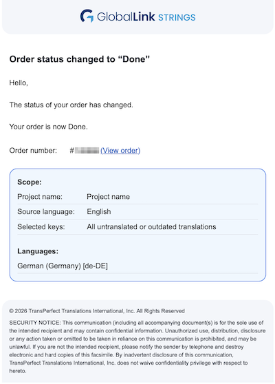 Order done notification