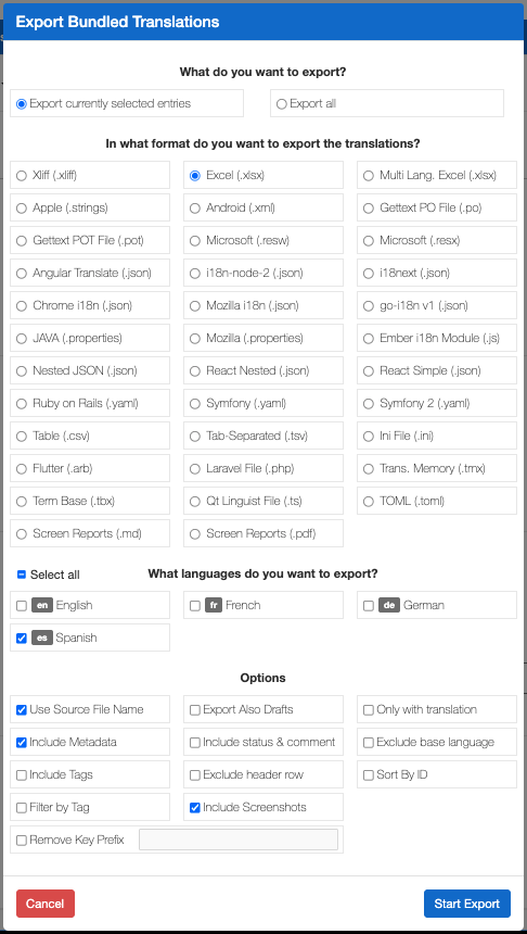 Export XLSX