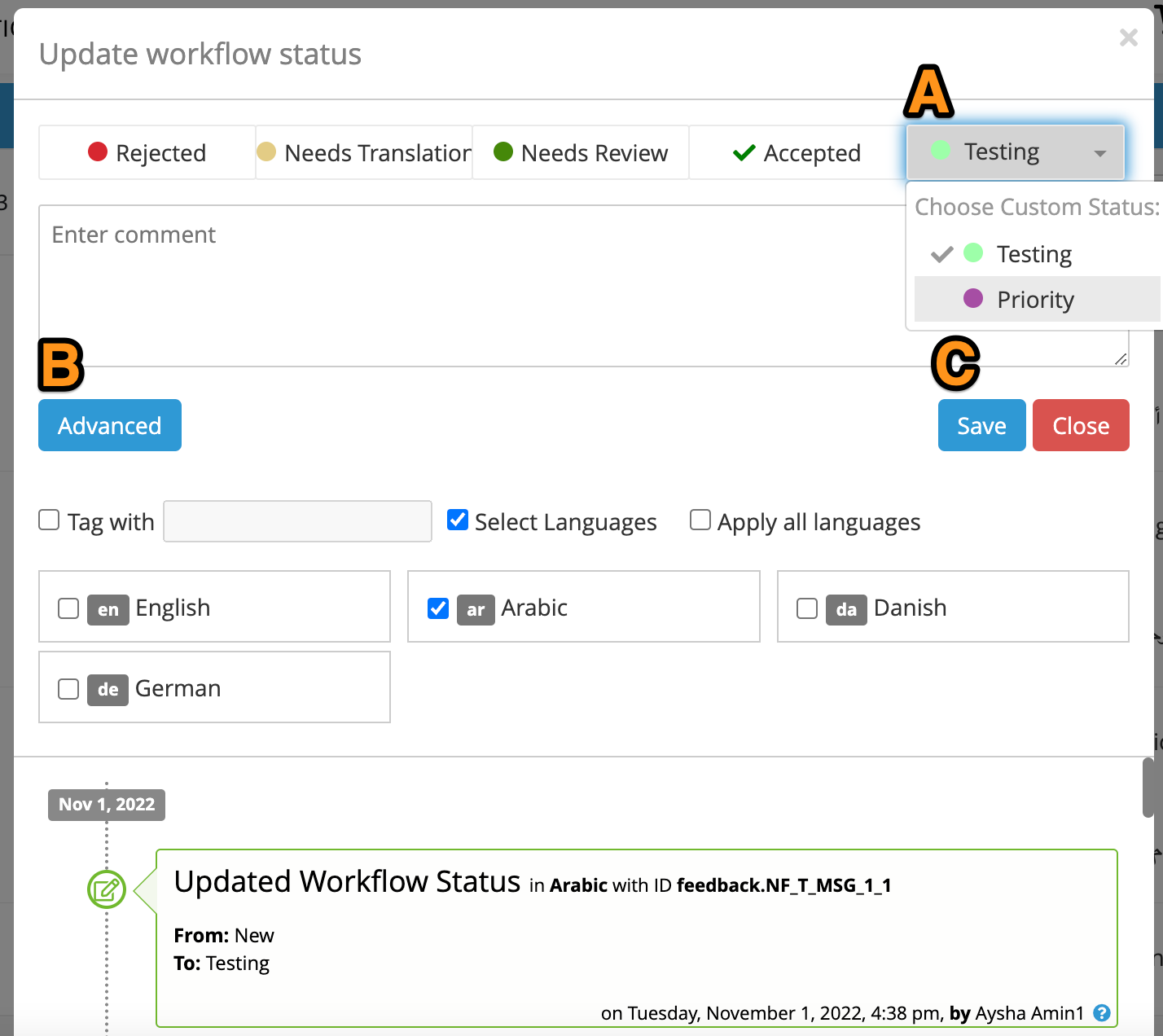 Custom Workflow Status
